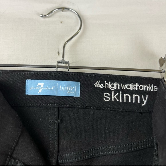 7 for all Mankind The High Waist Ankle Skinny Jeans in Black Coated Wax Size 31 - Picture 7 of 16